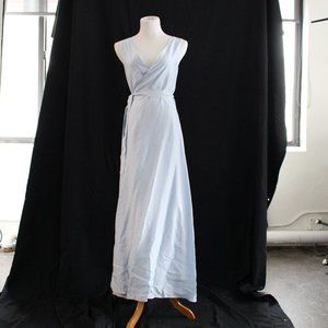 Pale Blue Sleeveless Wrap Dress